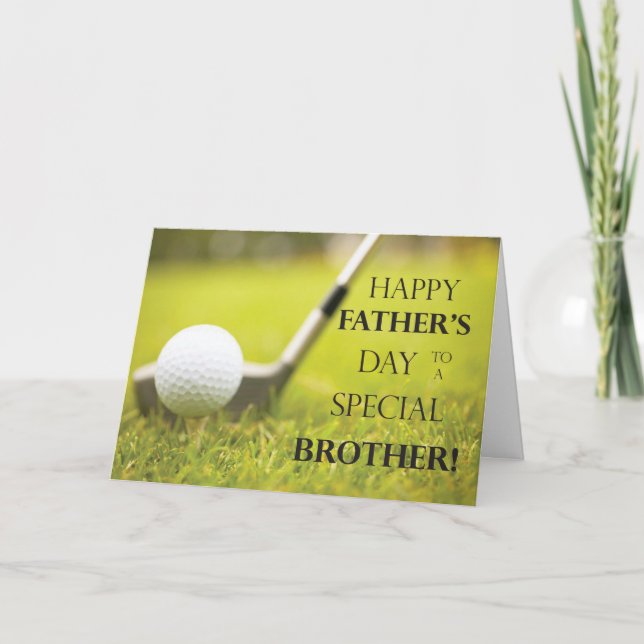 Tarjeta Bola de golf del Día del Padre Hermano en Grass (Anverso)