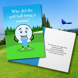 Tarjeta Bola de Golf Divertida Buena Suerte en el Trabajo