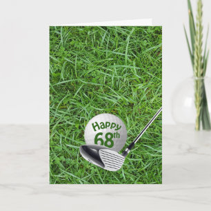 Tarjeta Bola de Golf en Césped por Cumpleaños 68
