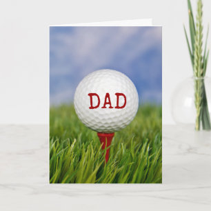 Tarjeta bola de golf en tee para el Día del Padre