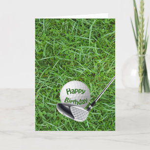 Tarjeta Bola de golf y club de cumpleaños