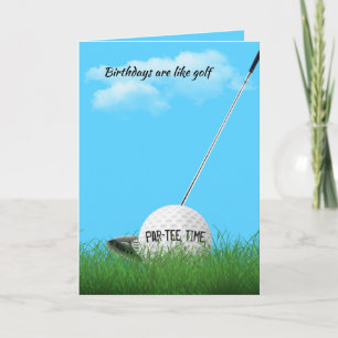 Tarjeta Bola de golf y club de cumpleaños