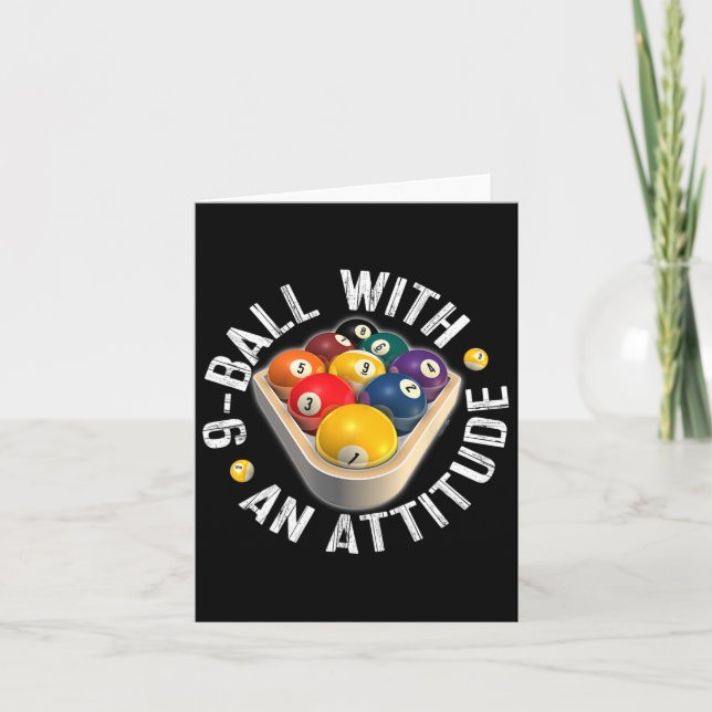 Tarjeta Bola De Piscina 9 Con Una Camisa De Actitud (Anverso)