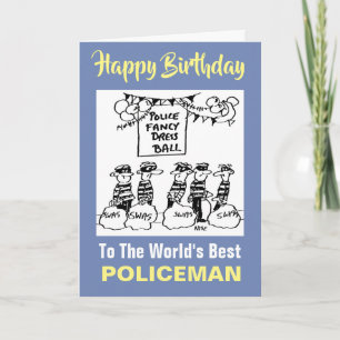 Tarjeta Bola de vestimenta de la policía - Feliz cumpleaño