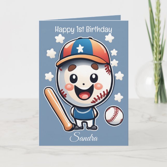 Tarjeta Bolas de béisbol niños felices cumpleaños personal (Anverso)