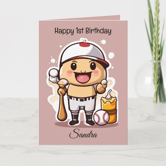 Tarjeta Bolas de béisbol niños felices cumpleaños personal (Anverso)