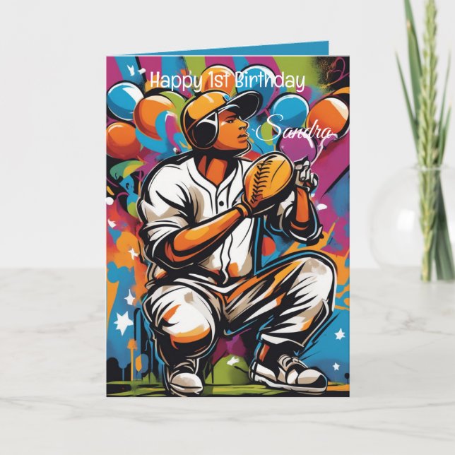 Tarjeta Bolas de béisbol niños felices cumpleaños personal (Anverso)