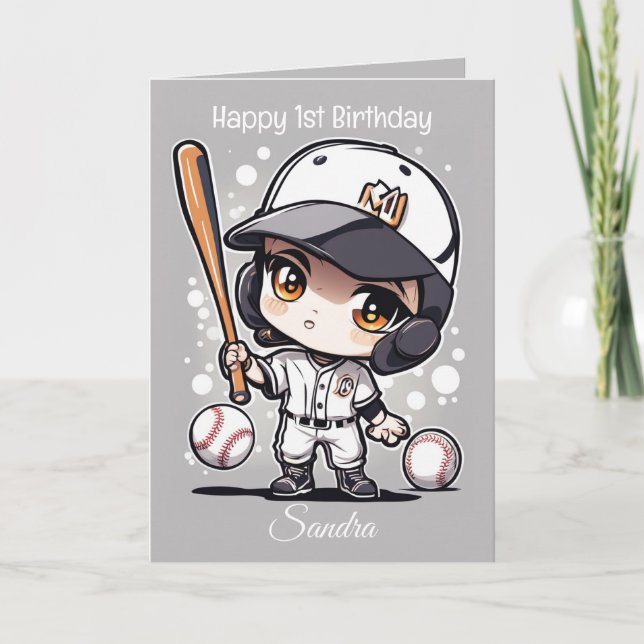 Tarjeta Bolas de béisbol niños felices cumpleaños personal (Anverso)