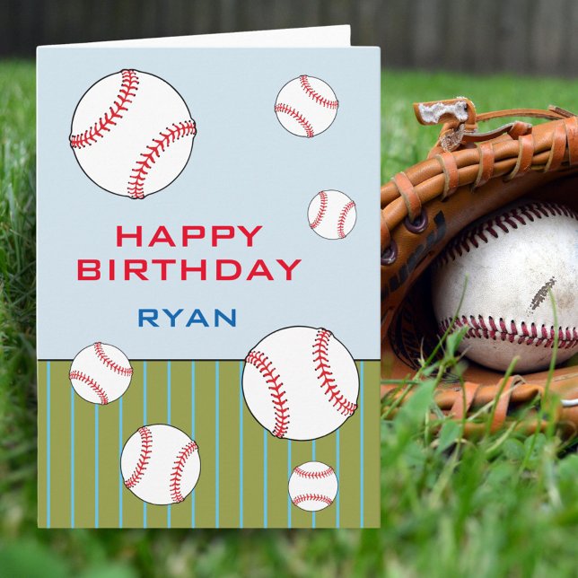Tarjeta Bolas de béisbol niños felices cumpleaños personal (Subido por el creador)