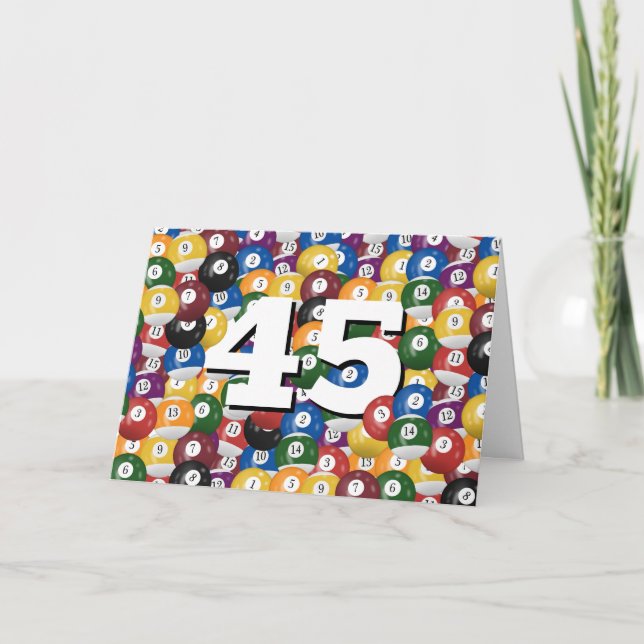 Tarjeta Bolas De Billar Por 45 Años (Anverso)