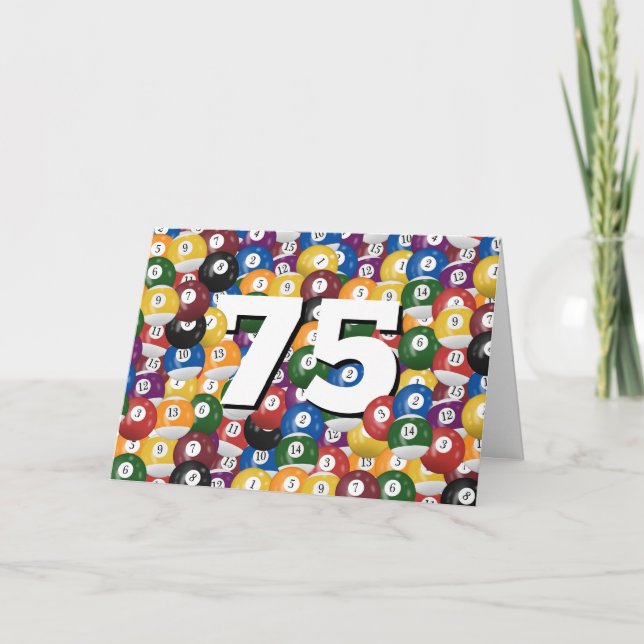 Tarjeta Bolas De Billar Por 75 Años (Anverso)