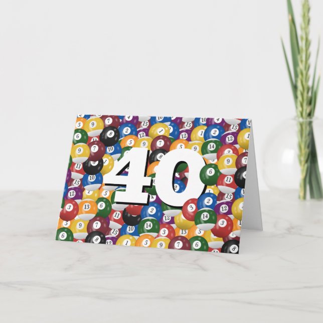 Tarjeta Bolas de Billiard por 40 cumpleaños (Anverso)