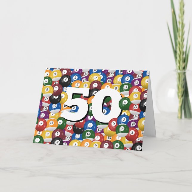 Tarjeta Bolas de Billiard por 50 cumpleaños (Anverso)