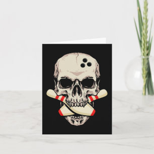 Tarjeta Bolas de bolos Retro Skeleton Head Bowal