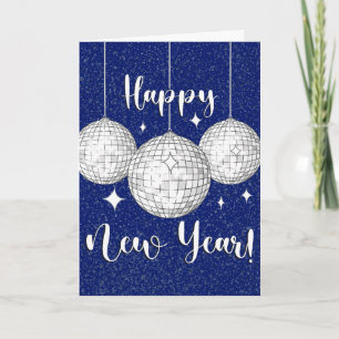 Tarjeta Bolas de disco de Año Nuevo Feliz