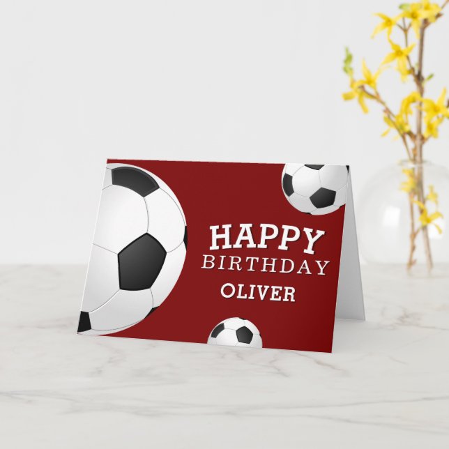 Tarjeta Bolas de fútbol niños niños de cumpleaños felices (flor amarilla)