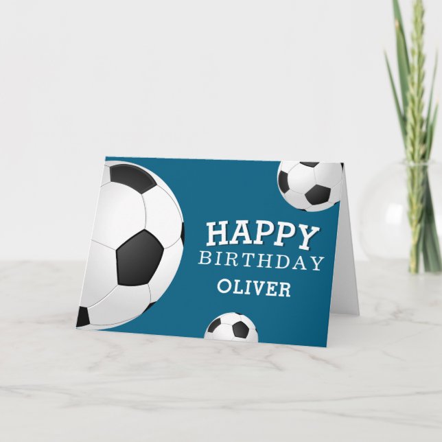 Tarjeta Bolas de fútbol niños niños de cumpleaños felices (Anverso)
