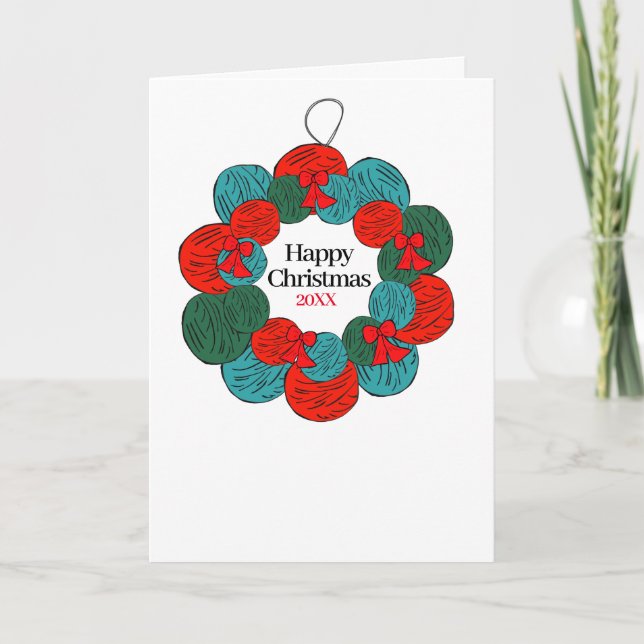 Tarjeta Bolas de lana Navidades de pompon (Anverso)