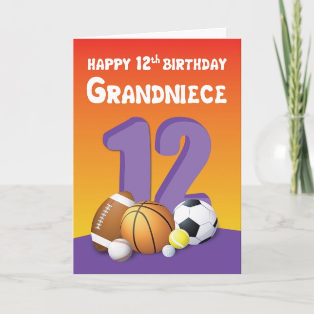 Tarjeta Bolas deportivas de cumpleaños 12 de la abuela (Anverso)