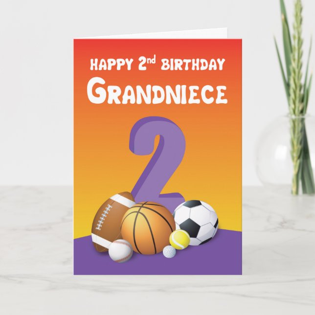 Tarjeta Bolas deportivas de cumpleaños de Grandniece (Anverso)