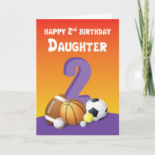 Tarjeta Bolas deportivas de cumpleaños de Hija