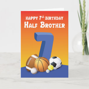 Tarjeta Bolas Deportivas de Medio Hermano 7 de Cumpleaños
