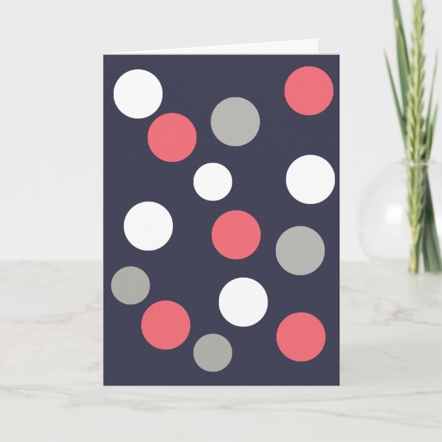 Tarjeta Bolas Patrón de Círculos Gris Blanco Coral Rosa (Anverso)