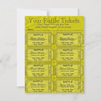 Tarjeta Boletos de Relieve metalizado dorado falso