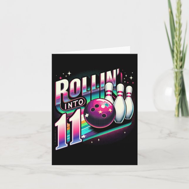Tarjeta Bolos Cumpleaños Rollin en 11 Fiestas 11º cumpleañ (Anverso)