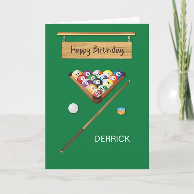 Tarjeta Bolsa de cumpleaños Billiards Game Fun (Anverso)