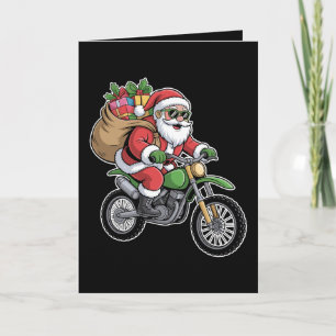 Tarjeta Bolsa de paseo en motocicleta de Papá Noel Navidad