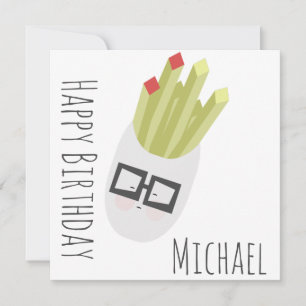 Tarjeta Bolsa de Patatas Fritas Cumpleaños Dibujo Animado