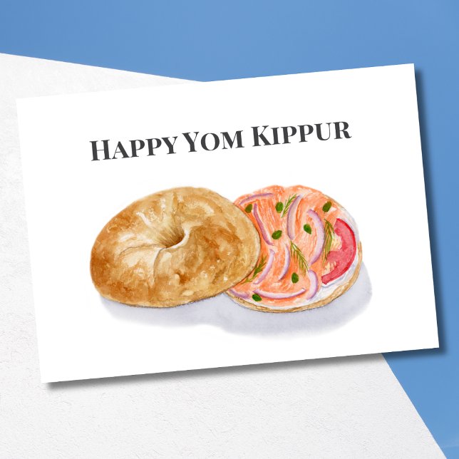 Tarjeta Bolsas de acuarela felices de Yom Kippur Salmón ah (Subido por el creador)