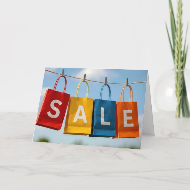 Tarjeta Bolsas de compras de cumpleaños en una cuerda de r (Anverso)