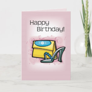 Tarjeta Bolso Amarillo de Sandalia, Cumpleaños Rosa