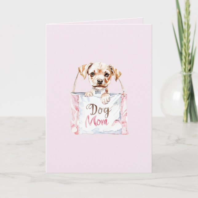 Tarjeta Bolso de Mamá Perro Rosa Rubor (Anverso)