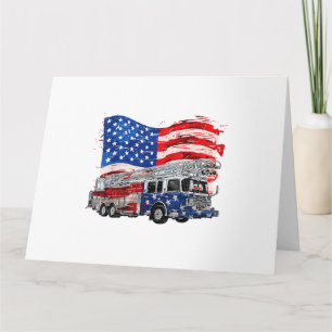 Tarjeta Bombero de Camión de Fuego Retro Fireman Bandera d