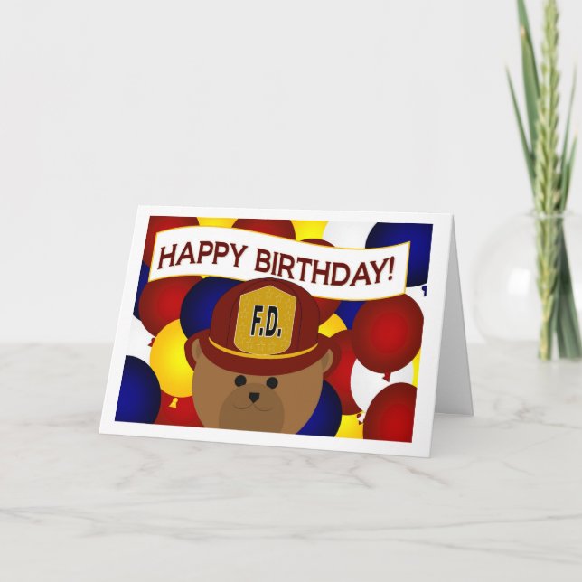 Tarjeta Bombero - ¡Feliz cumpleaños, héroe de bomberos! (Anverso)