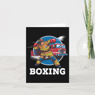 Tarjeta Bombero jugando al boxeo bombero en el deporte de