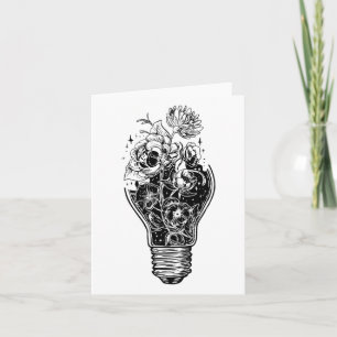 Tarjeta Bombilla De Flor De Poder Árbol Paz Para Hippies