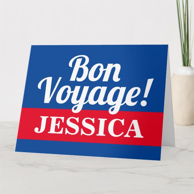 Tarjeta Bon voyage adiós adiós adiós adiós adiós irse (Anverso)