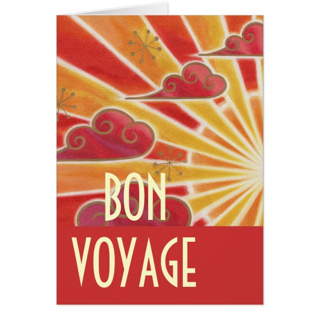 Tarjeta "Bon Voyage" de atardecer (Frente)