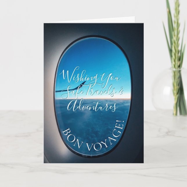 Tarjeta Bon Voyage! Window Seat Happy Travels Adventure (Anverso)