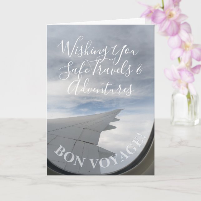 Tarjeta Bon Voyage! Window Seat Happy Travels Wishes (Orquídea)
