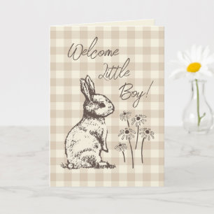 Tarjeta Bonanza de conejos Bunny Cuddly - nuevo bebé varón