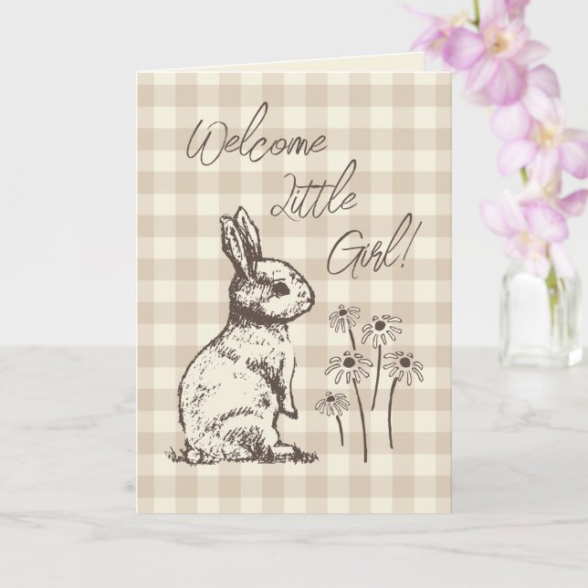 Tarjeta Bonanza de conejos Cuddly Bunny - nueva niña bebé. (Orquídea)
