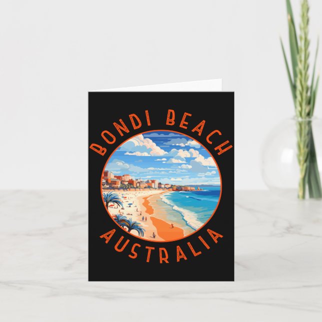 Tarjeta Bondi Beach Australia Travel Art Vintage  (Anverso)