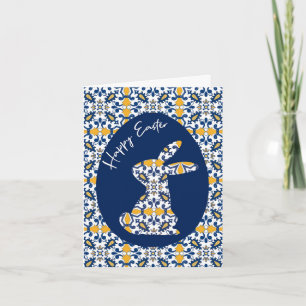Tarjeta 🐇 💙 💛 Bonita carta de azulejos azules y amarill