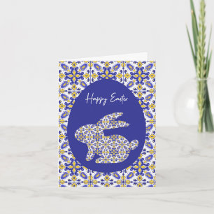 Tarjeta 🐇 💙 💛 Bonita carta de azulejos azules y amarill