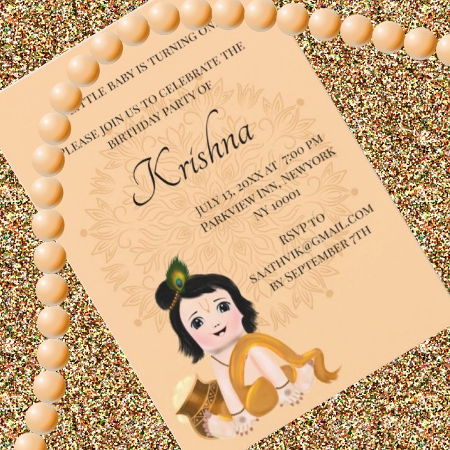 Tarjeta bonita de Krishna para cumpleaños - Arte d (Subido por el creador)